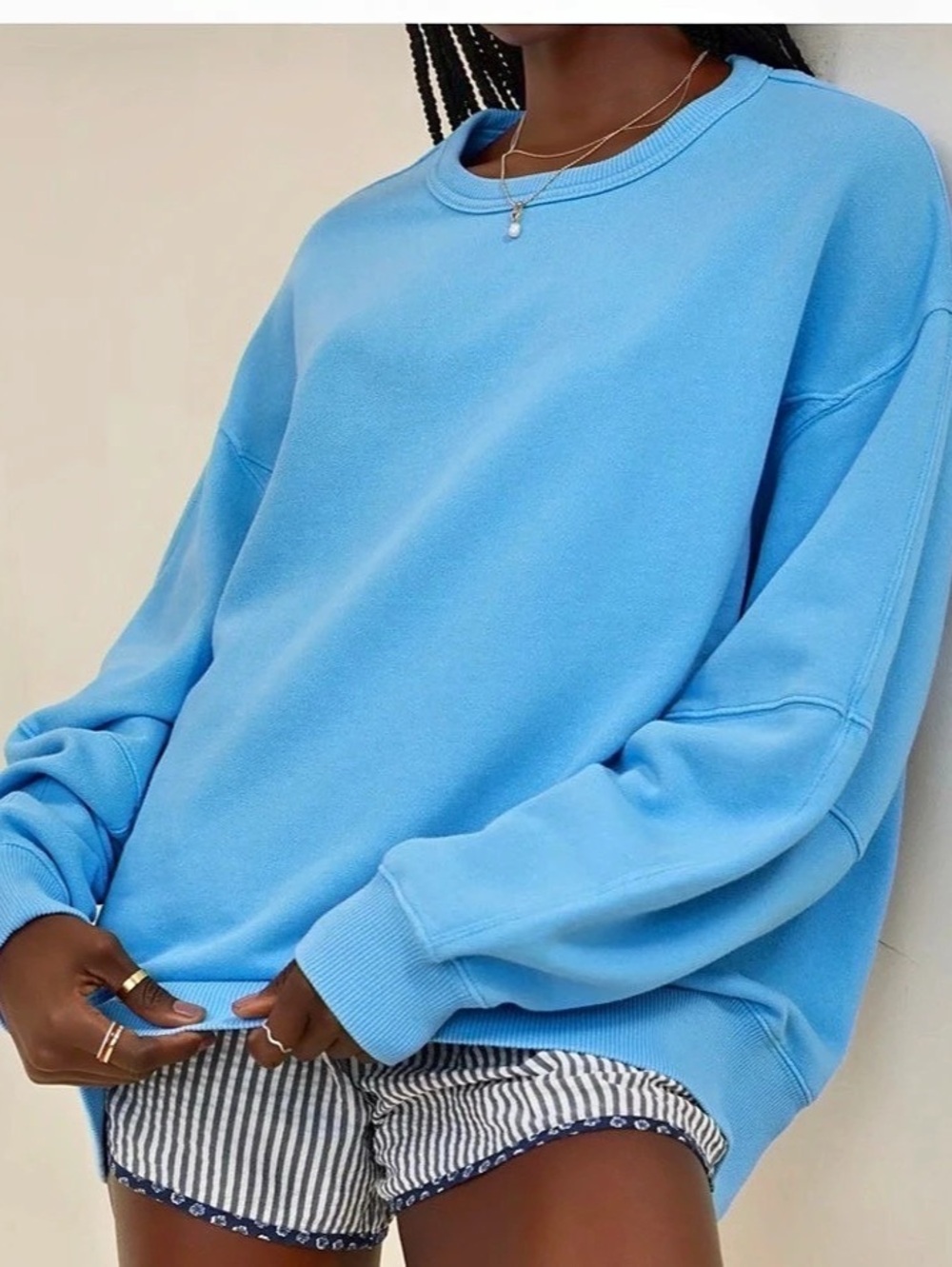 aerie Go-To Sweatshirt Blue Extremely Oversized XXS